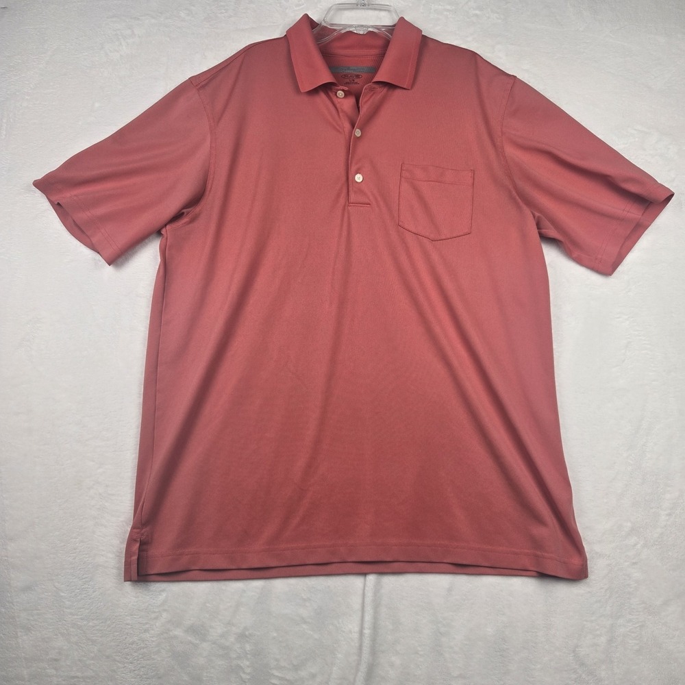 Greg Norman Men's Play Dry Large Pink‎ Golf Polo Collared Short Sleeve Shirt